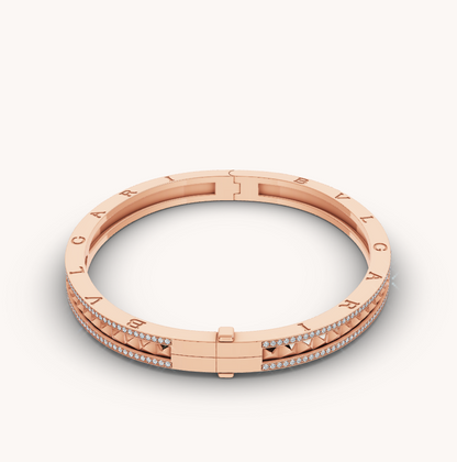 [Lume Jewelry]ZERO 1 SPIRAL AND PAVED DIAMOND PINK GOLD BRACELET