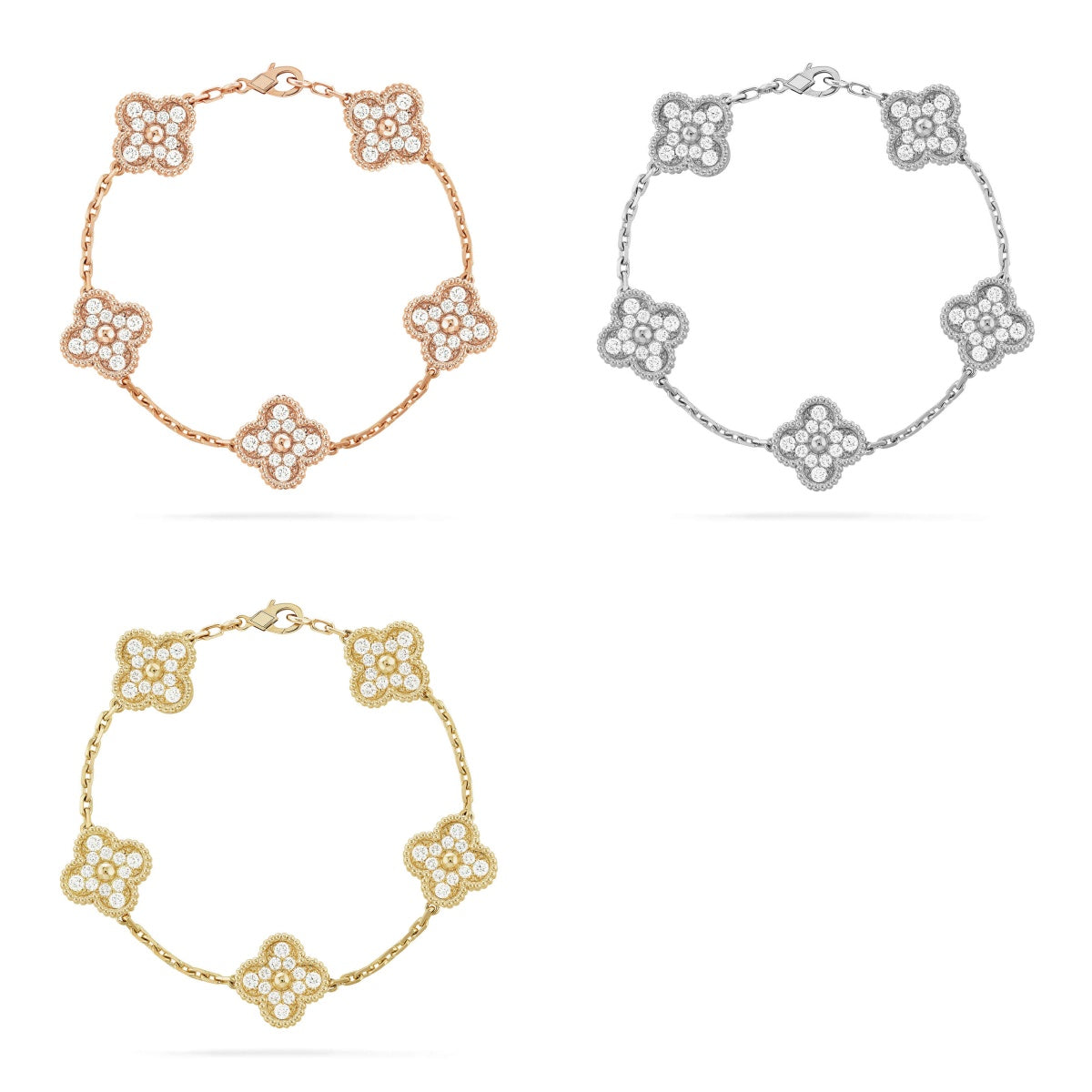 [Lume Jewelry] New  CLOVER 5 MOTIF FULL DIAMOND BRACELET COLLECTION