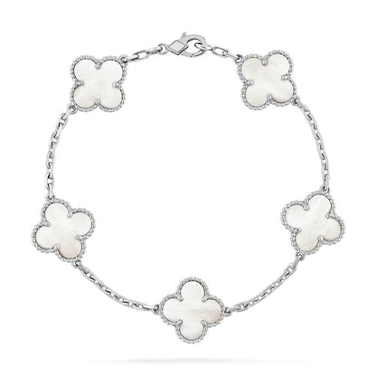 [Lume Jewelry]New CLOVER WHITE PEARL MOP 5 MOTIF BRACELET COLLECTION