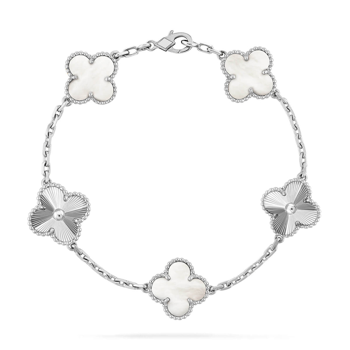 [Lume Jewelry]New CLOVER WHITE PEARL MOP 5 MOTIF BRACELET COLLECTION