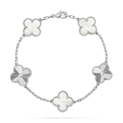 [Lume Jewelry]New CLOVER WHITE PEARL MOP 5 MOTIF BRACELET COLLECTION