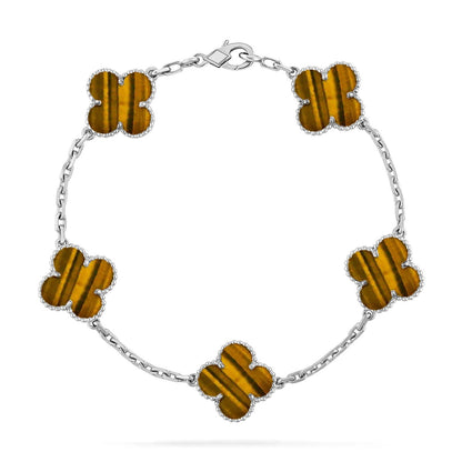 [Lume Jewelry]New  CLOVER 5 MOTIFS TIGER EYE BRACELET COLLECTION