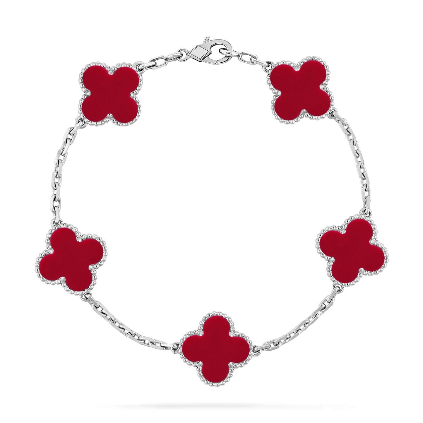 [Lume Jewelry]New  CLOVER 5 MOTIF RED CORNELIAN BRACELET COLLECTION