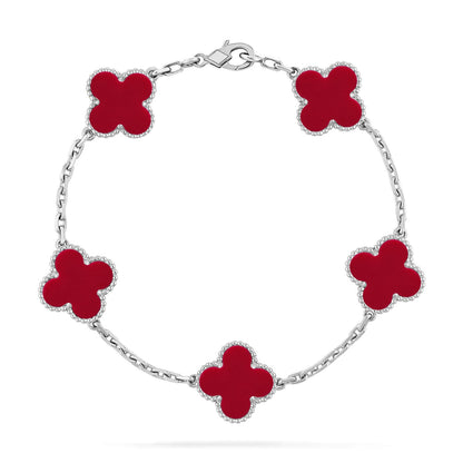 [Lume Jewelry]New  CLOVER 5 MOTIF RED CORNELIAN BRACELET COLLECTION