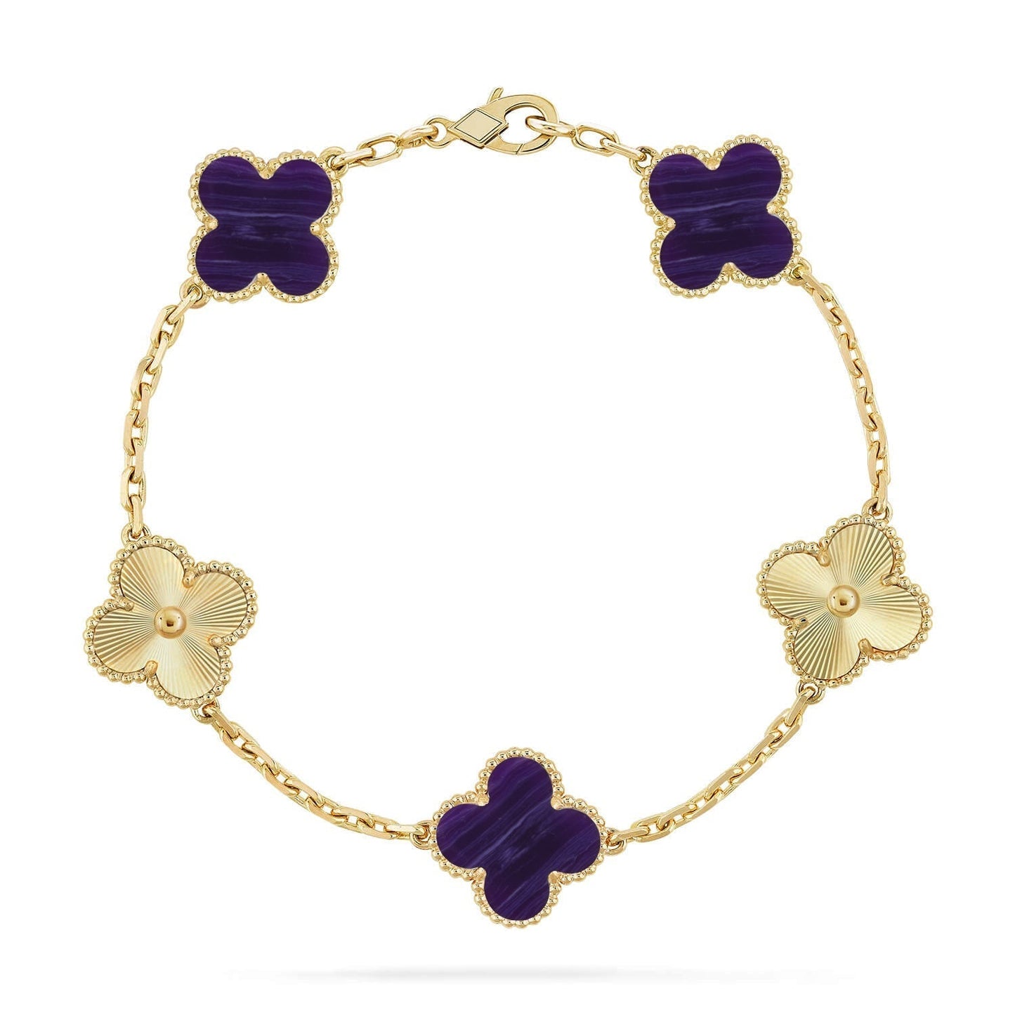 [Lume Jewelry]New CLOVER 5 MOTIF PURPLE STRIPES BRACELET COLLECTION