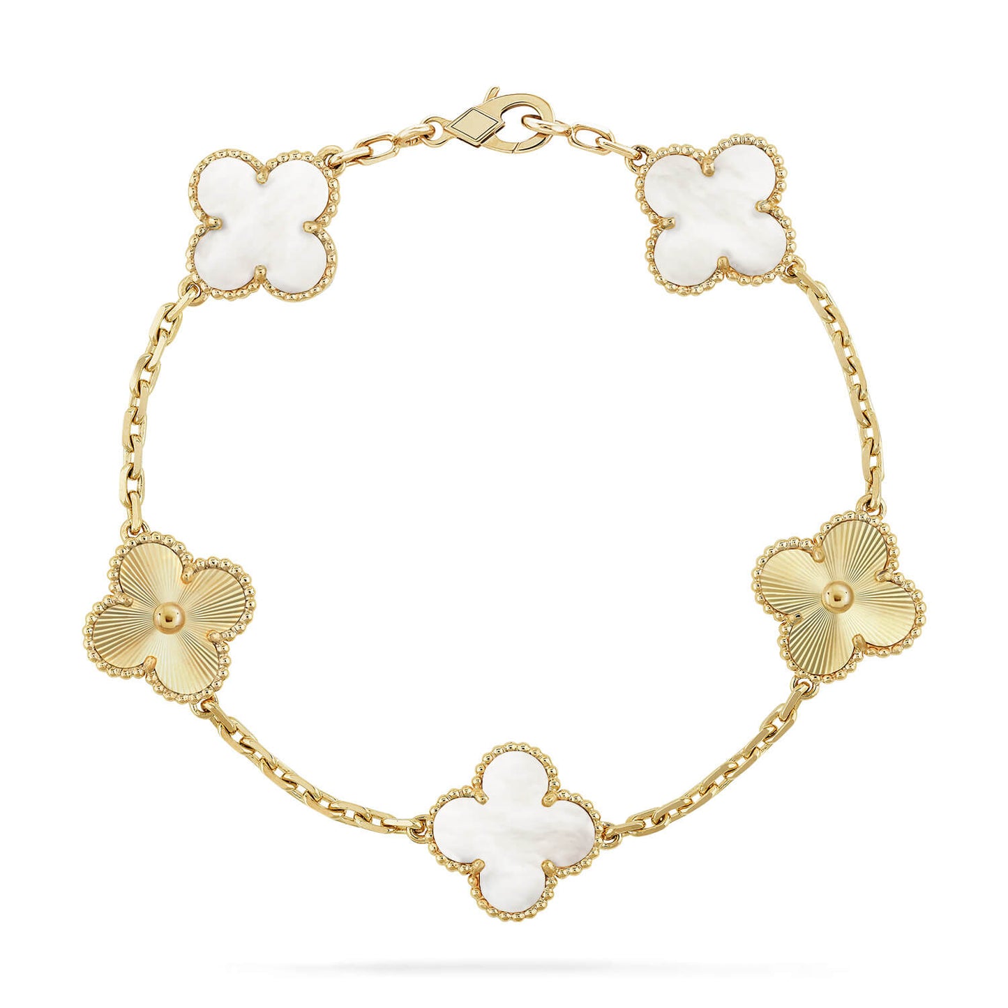 [Lume Jewelry]New CLOVER WHITE PEARL MOP 5 MOTIF BRACELET COLLECTION