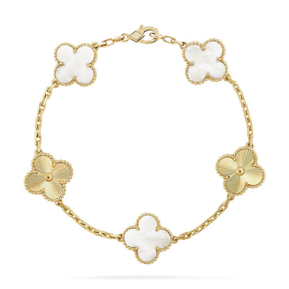 [Lume Jewelry]New CLOVER WHITE PEARL MOP 5 MOTIF BRACELET COLLECTION