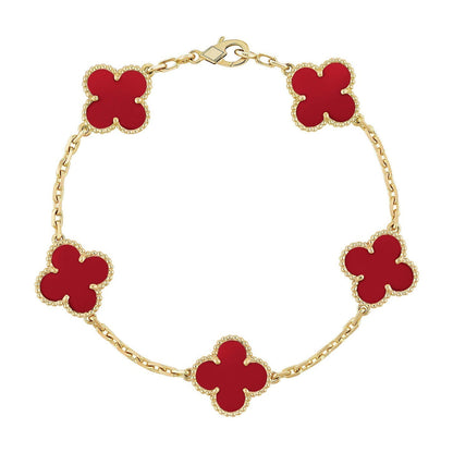 [Lume Jewelry]New  CLOVER 5 MOTIF RED CORNELIAN BRACELET COLLECTION
