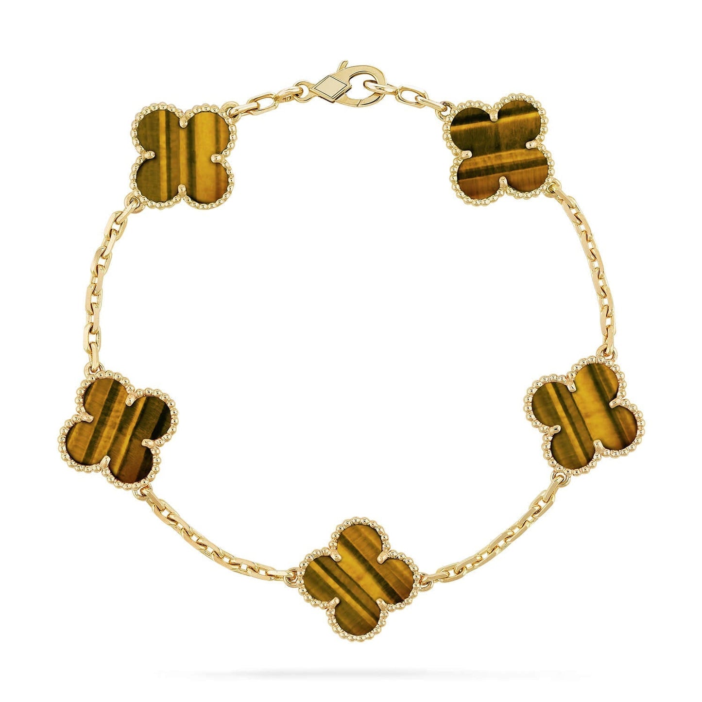 [Lume Jewelry]New  CLOVER 5 MOTIFS TIGER EYE BRACELET COLLECTION