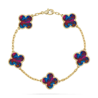 [Lume Jewelry]New CLOVER 5 MOTIF COLOR GEMSTONES BRACELET COLLECTION
