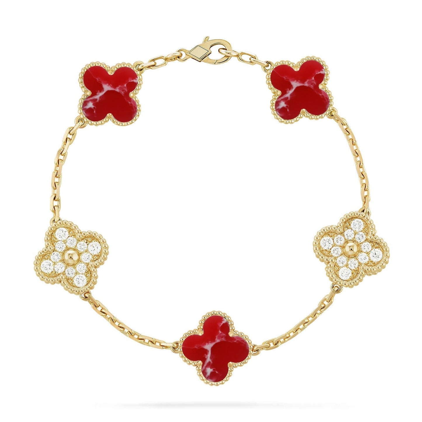 [Lume Jewelry]New CLOVER 5 MOTIF RED PATTERN BRACELET COLLECTION