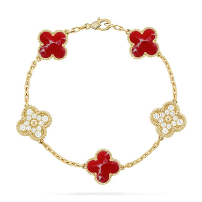 [Lume Jewelry]New CLOVER 5 MOTIF RED PATTERN BRACELET COLLECTION