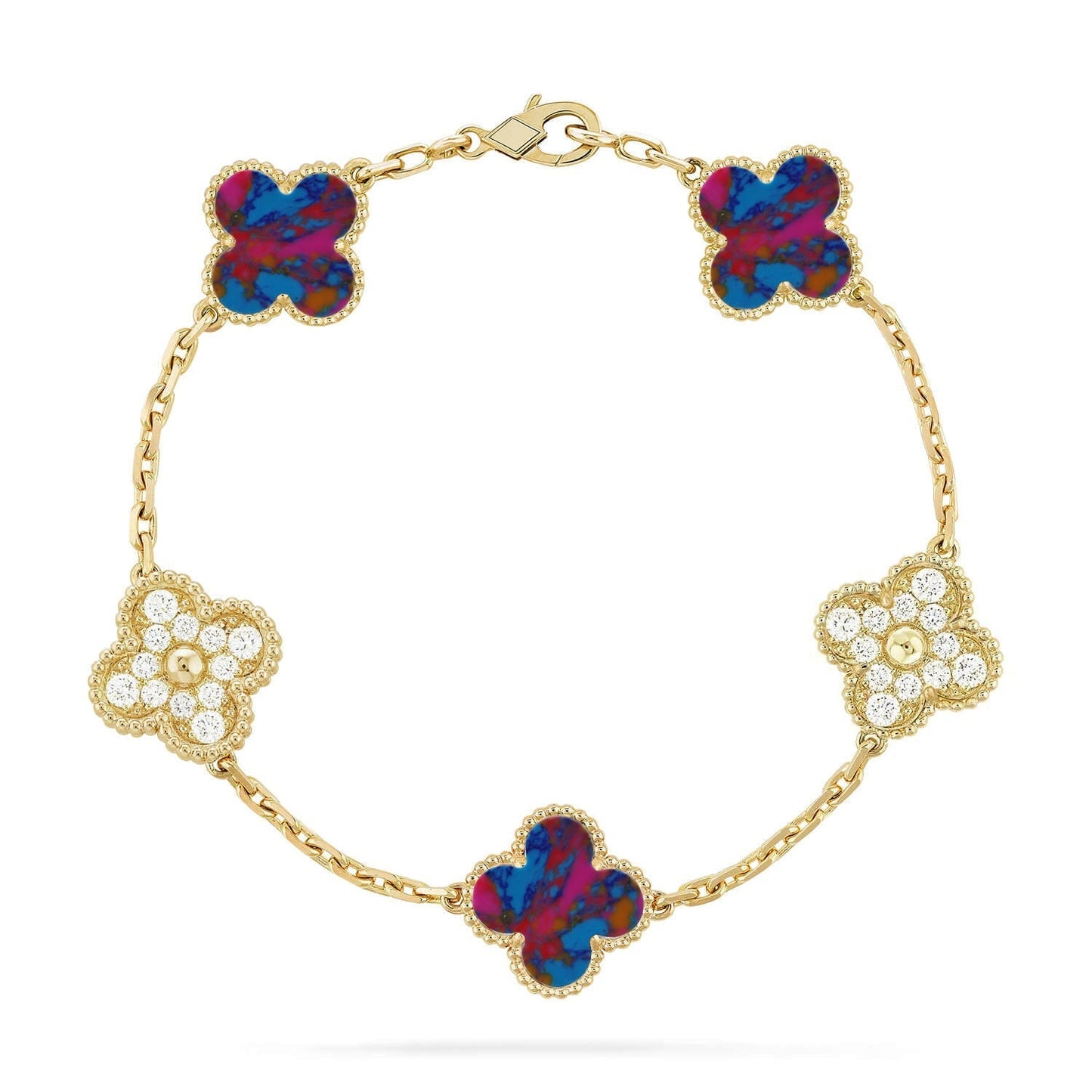 [Lume Jewelry]New CLOVER 5 MOTIF COLOR GEMSTONES BRACELET COLLECTION