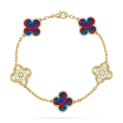 [Lume Jewelry]New CLOVER 5 MOTIF COLOR GEMSTONES BRACELET COLLECTION