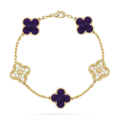 [Lume Jewelry]New CLOVER 5 MOTIF PURPLE STRIPES BRACELET COLLECTION