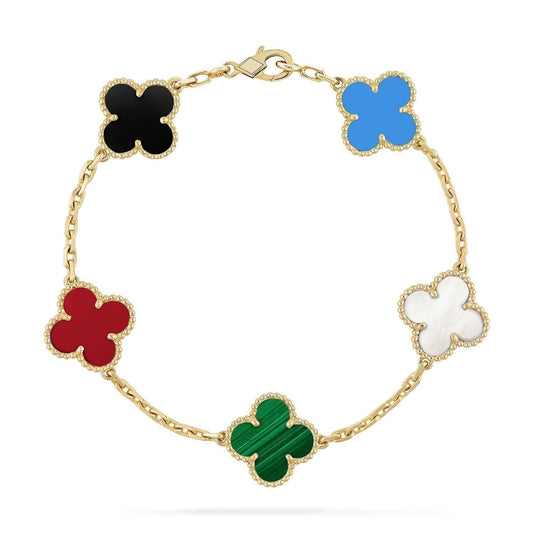 [Lume Jewelry]New CLOVER 5 MOTIFS MULTICOLOR BRACELET