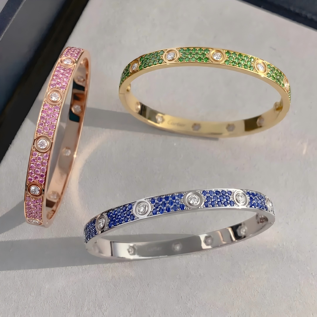 [Lume Jewelry]2026 PAVE GEMSTONE LOVE BRACELET 6.1MM 10 DIAMONDS