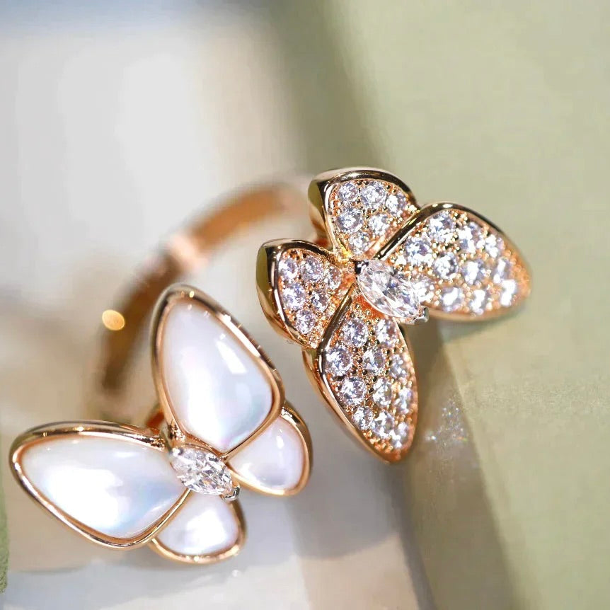¡®Lume Jewelry¡¯TWIN BUTTERFLY DIAMOND MOP RING