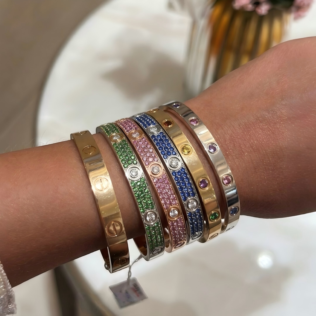[Lume Jewelry]2026 PAVE GEMSTONE LOVE BRACELET 6.1MM 10 DIAMONDS