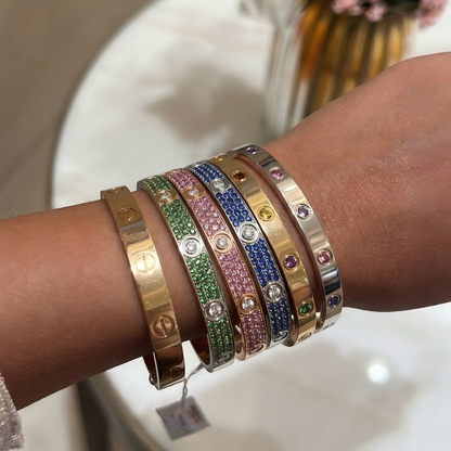 [Lume Jewelry]2026 PAVE GEMSTONE LOVE BRACELET 6.1MM 10 DIAMONDS