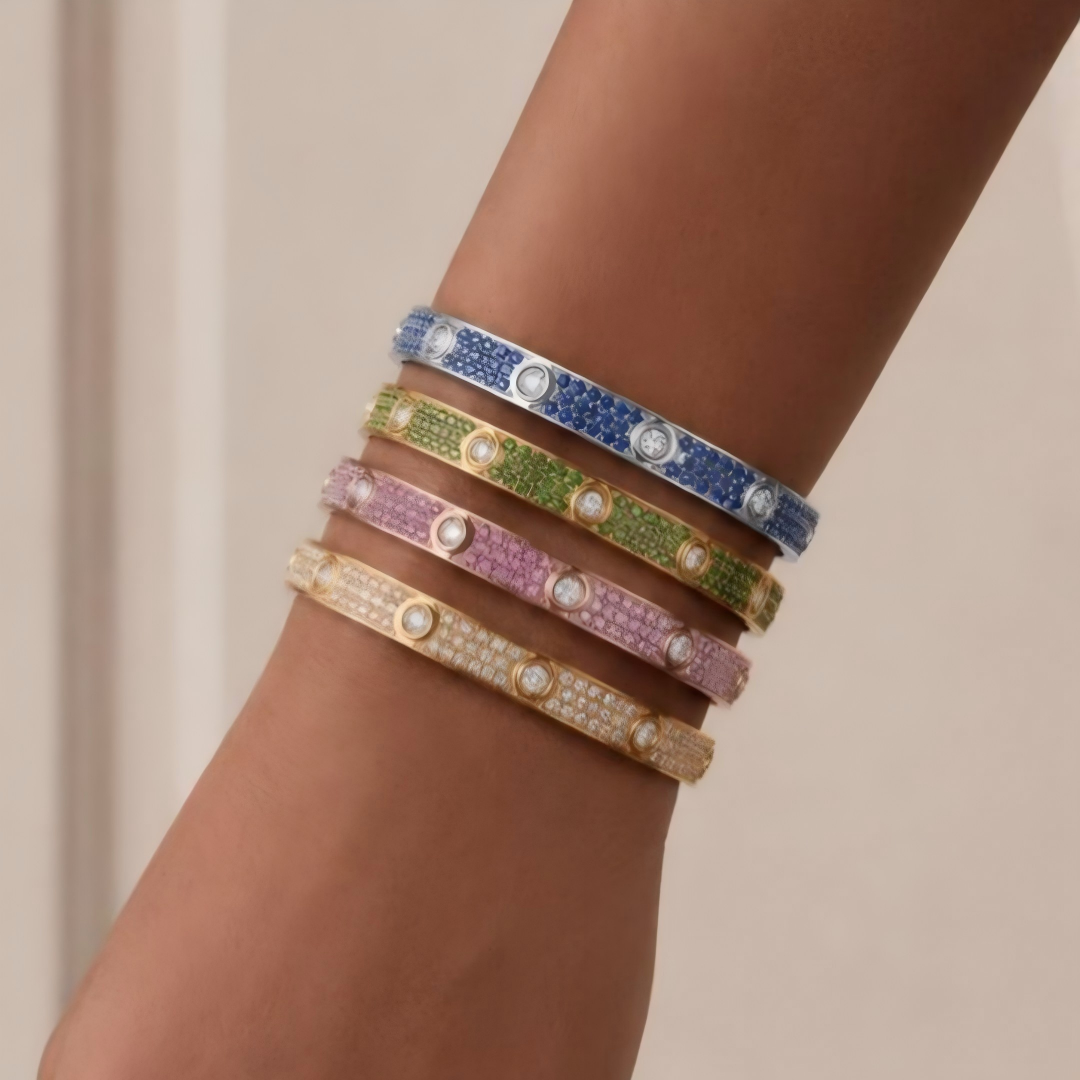 [Lume Jewelry]2026 PAVE GEMSTONE LOVE BRACELET 6.1MM 10 DIAMONDS