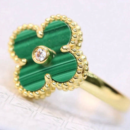 ¡®Lume Jewelry¡¯CLOVER MALACHITE RING GOLD DIAMOND