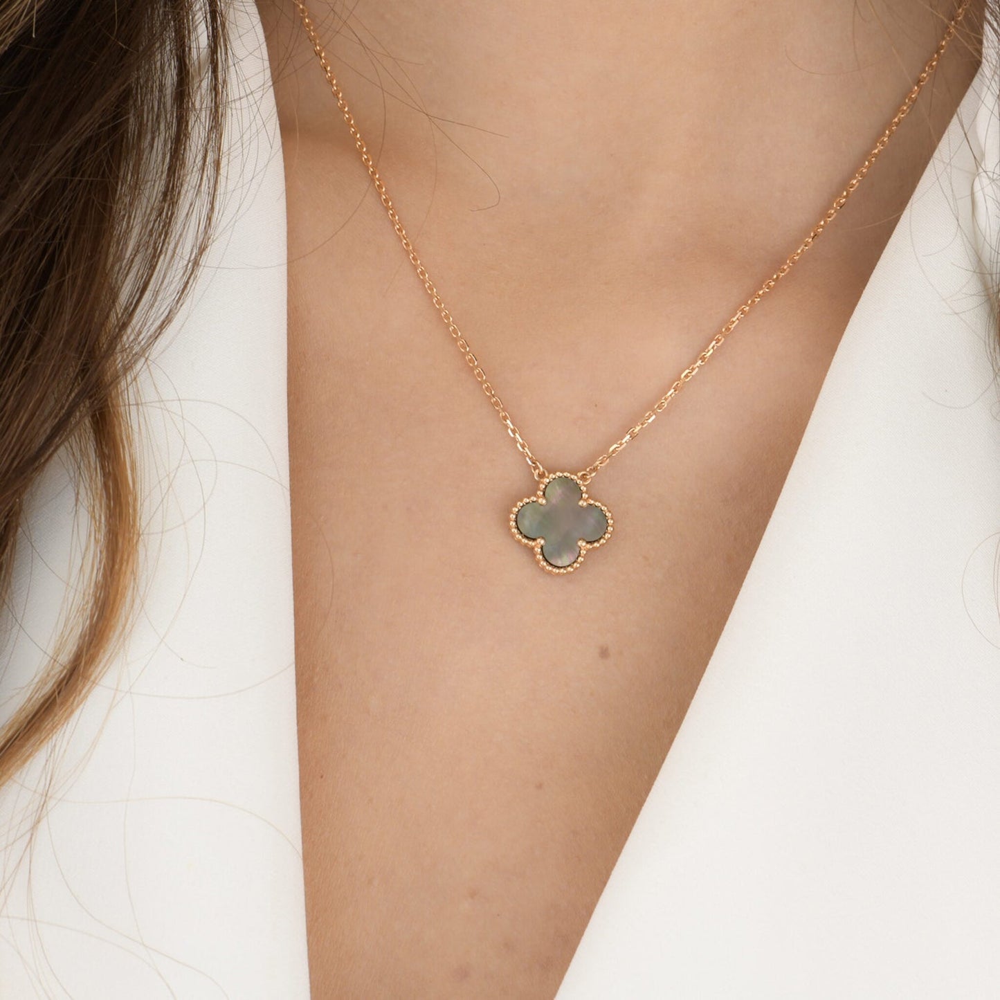 ¡®Lume Jewelry¡¯CLOVER 15MM  GRAY MOTHER OF PEARL NECKLACE