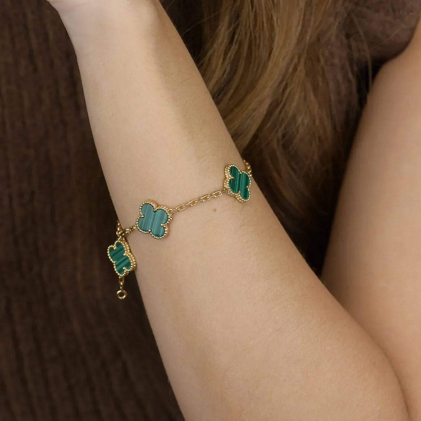 [Lume Jewelry]New  CLOVER 5 MOTIF MALACHITE BRACELET COLLECTION