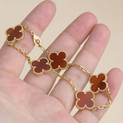 [Lume Jewelry]New  CLOVER 5 MOTIF RED CORNELIAN BRACELET COLLECTION