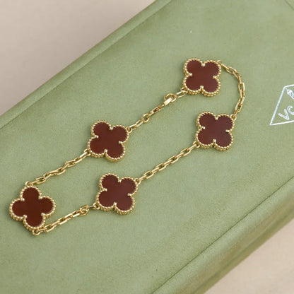 [Lume Jewelry]New  CLOVER 5 MOTIF RED CORNELIAN BRACELET COLLECTION