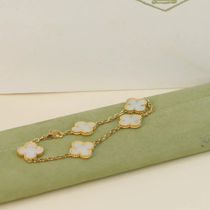 [Lume Jewelry]New CLOVER WHITE PEARL MOP 5 MOTIF BRACELET COLLECTION