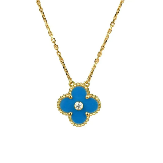 ¡®Lume Jewelry¡¯CLOVER 15MM DIAMOND AND BLUE AGATE NECKLACE