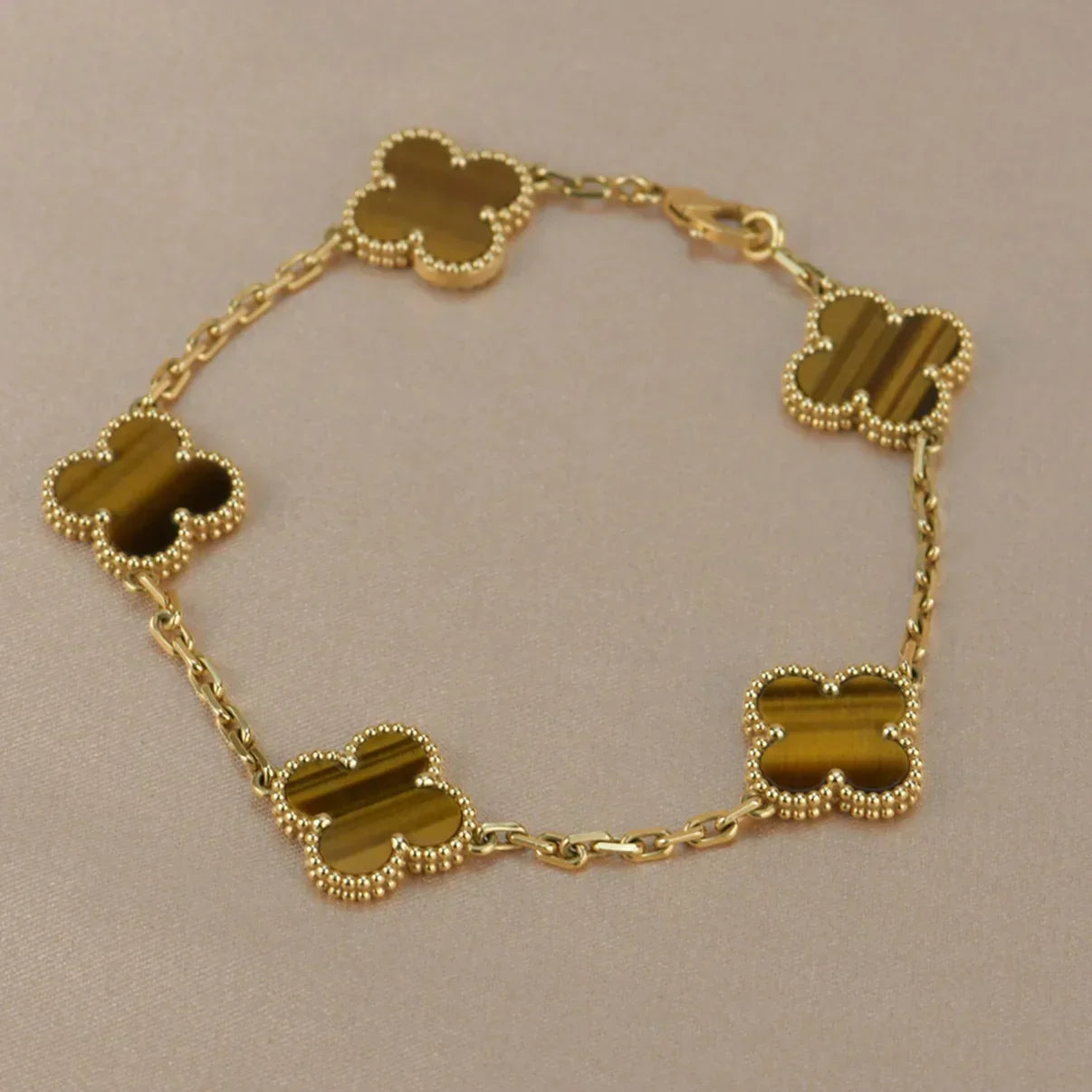 [Lume Jewelry]New  CLOVER 5 MOTIFS TIGER EYE BRACELET COLLECTION