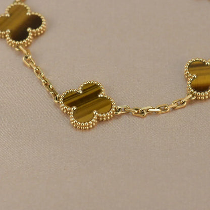 [Lume Jewelry]New  CLOVER 5 MOTIFS TIGER EYE BRACELET COLLECTION