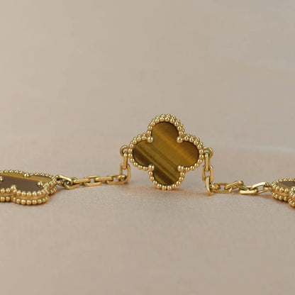 [Lume Jewelry]New  CLOVER 5 MOTIFS TIGER EYE BRACELET COLLECTION