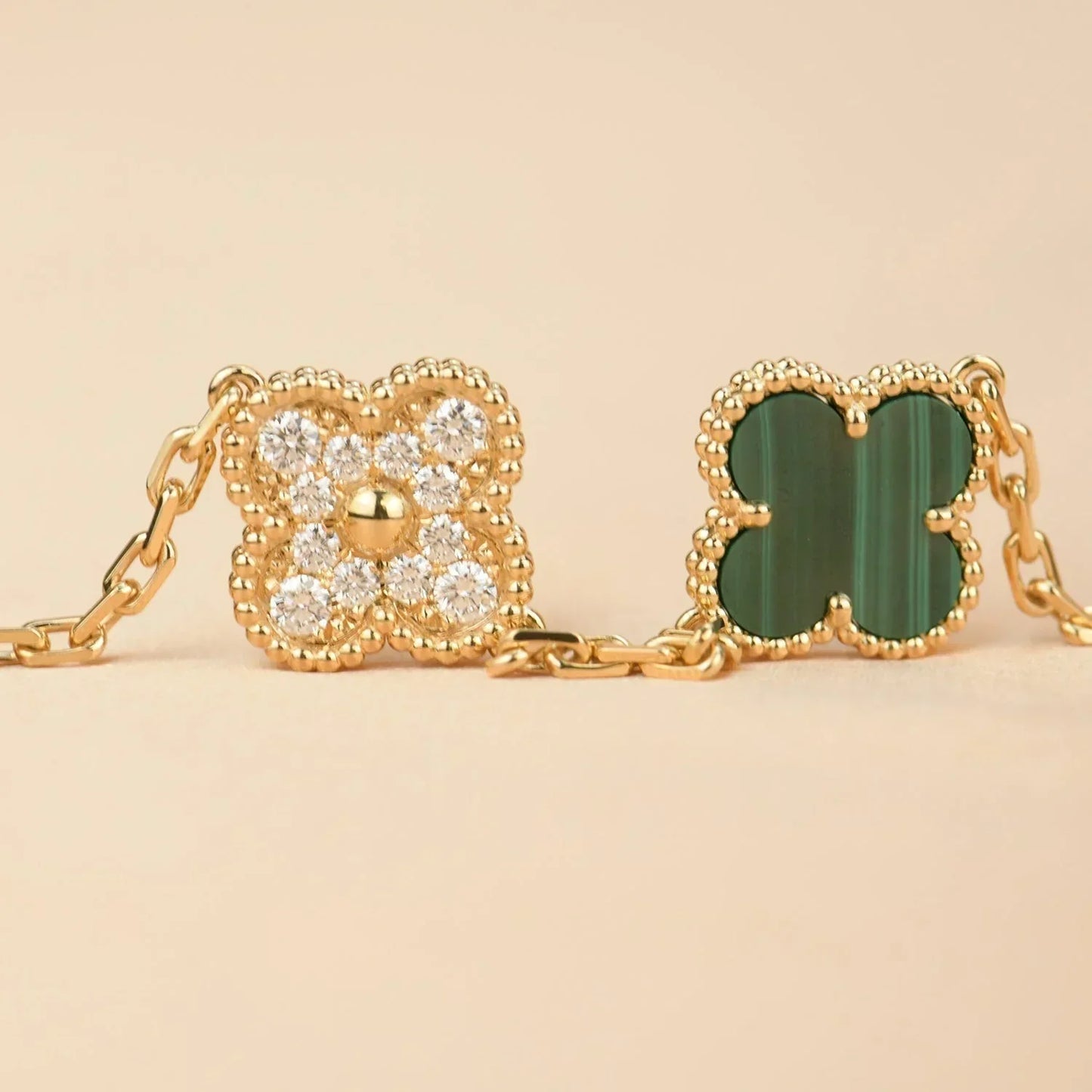 [Lume Jewelry]New  CLOVER 5 MOTIF MALACHITE BRACELET COLLECTION