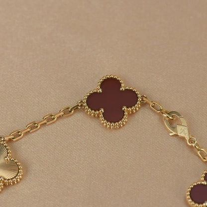 [Lume Jewelry]New  CLOVER 5 MOTIF RED CORNELIAN BRACELET COLLECTION