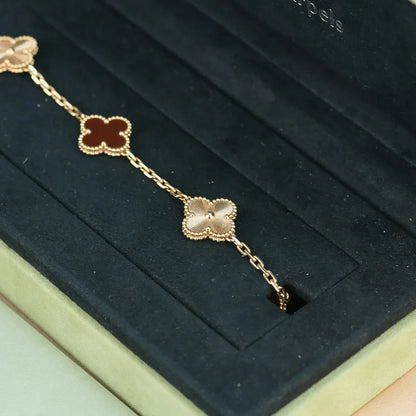 [Lume Jewelry]New  CLOVER 5 MOTIF RED CORNELIAN BRACELET COLLECTION