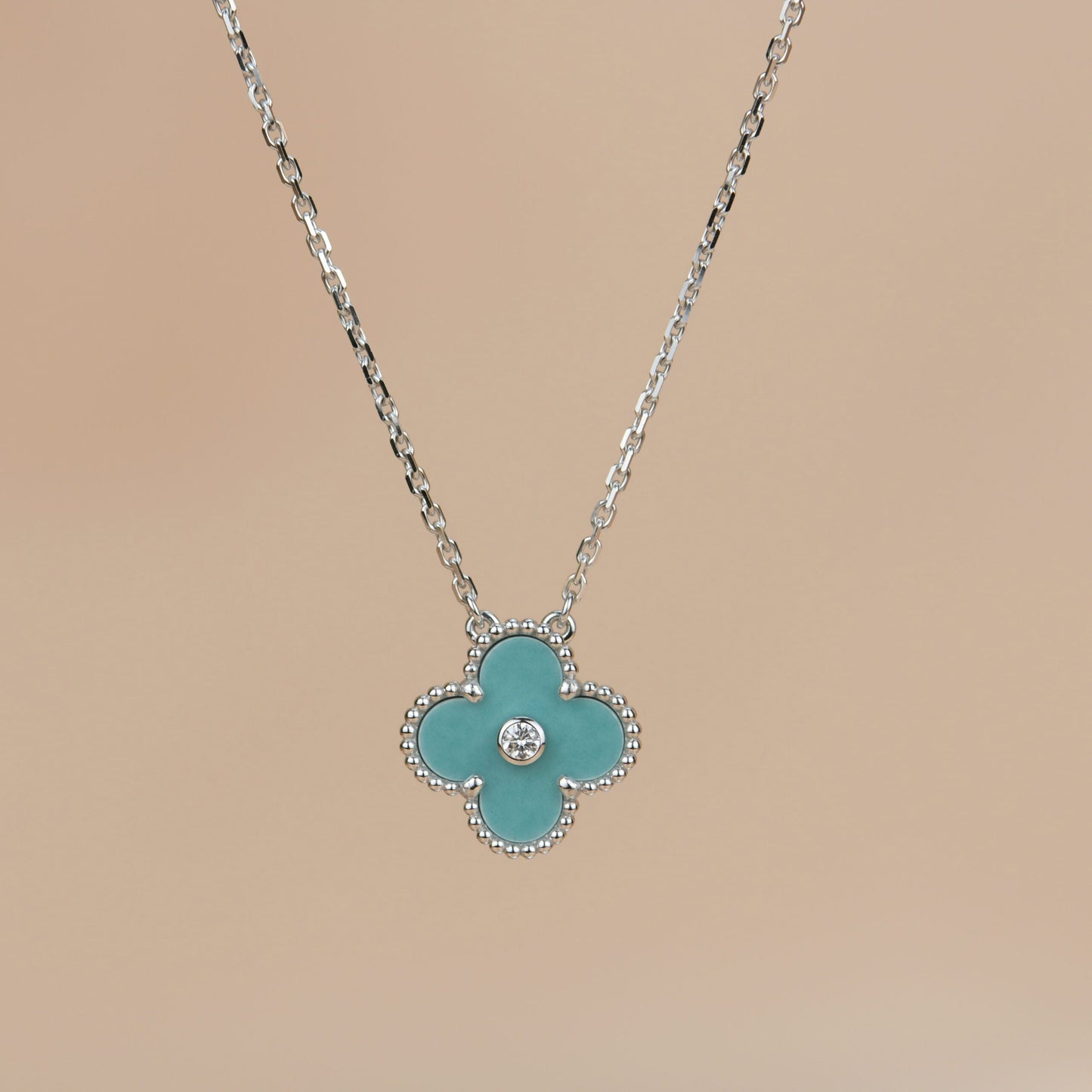¡®Lume Jewelry¡¯CLOVER 15MM DIAMOND SVRES PORCELAIN  NECKLACE SILVER