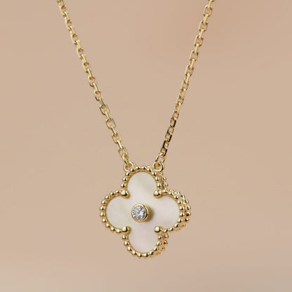 ¡®Lume Jewelry¡¯CLOVER 15MM DIAMOND GOLD MOTHER OF PEARL NECKLACE