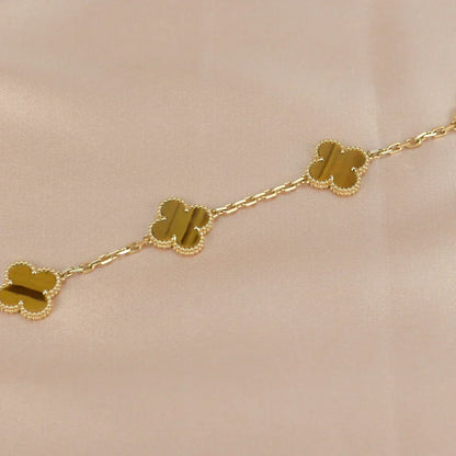 [Lume Jewelry]New  CLOVER 5 MOTIFS TIGER EYE BRACELET COLLECTION