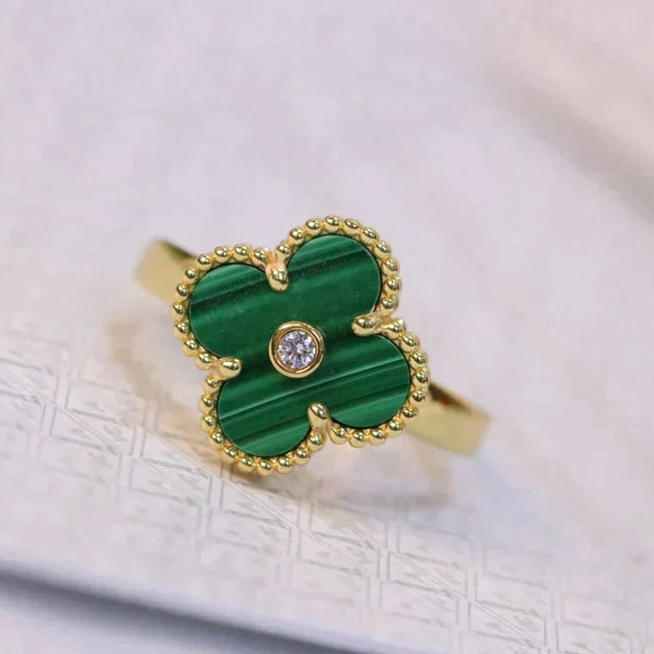 ¡®Lume Jewelry¡¯CLOVER MALACHITE RING GOLD DIAMOND