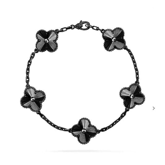 [Lume Jewelry]New CLOVER 5 MOTIF BLACK BRACELET