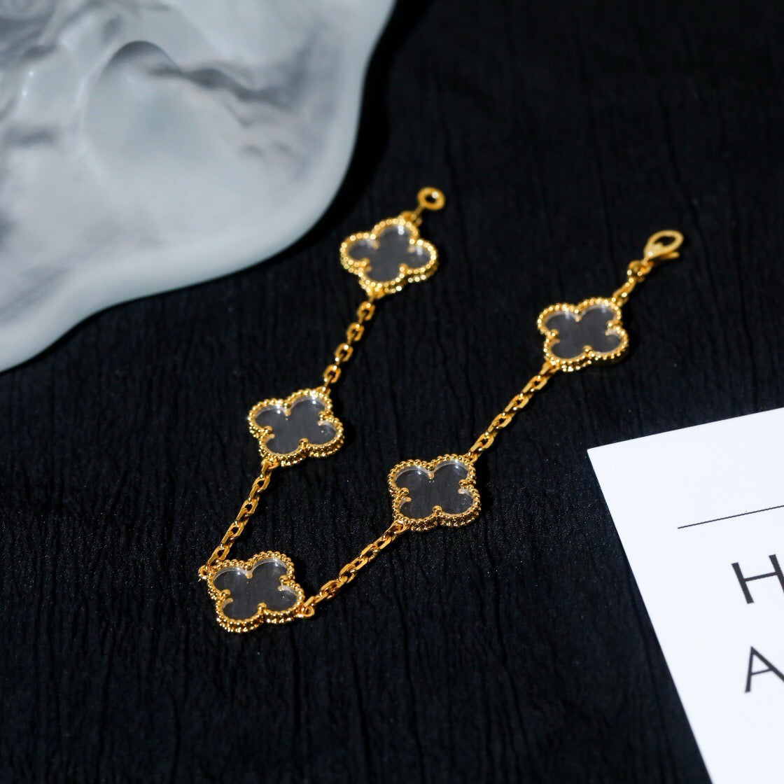 [Lume Jewelry]New CLOVER 5 MOTIF ROCK CRYSTAL BRACELET
