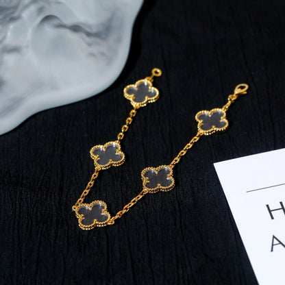 [Lume Jewelry]New CLOVER 5 MOTIF ROCK CRYSTAL BRACELET