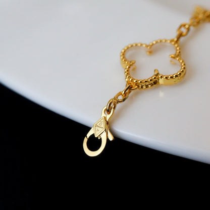 [Lume Jewelry]New CLOVER 5 MOTIF ROCK CRYSTAL BRACELET