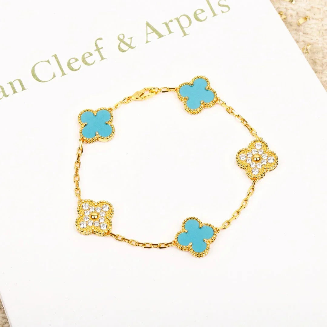 [Lume Jewelry]New  CLOVER 5 MOTIF TURQUOISE BRACELET COLLECTION