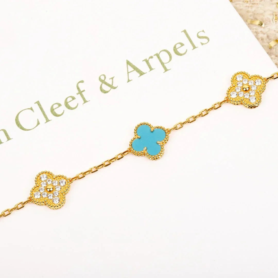 [Lume Jewelry]New  CLOVER 5 MOTIF TURQUOISE BRACELET COLLECTION