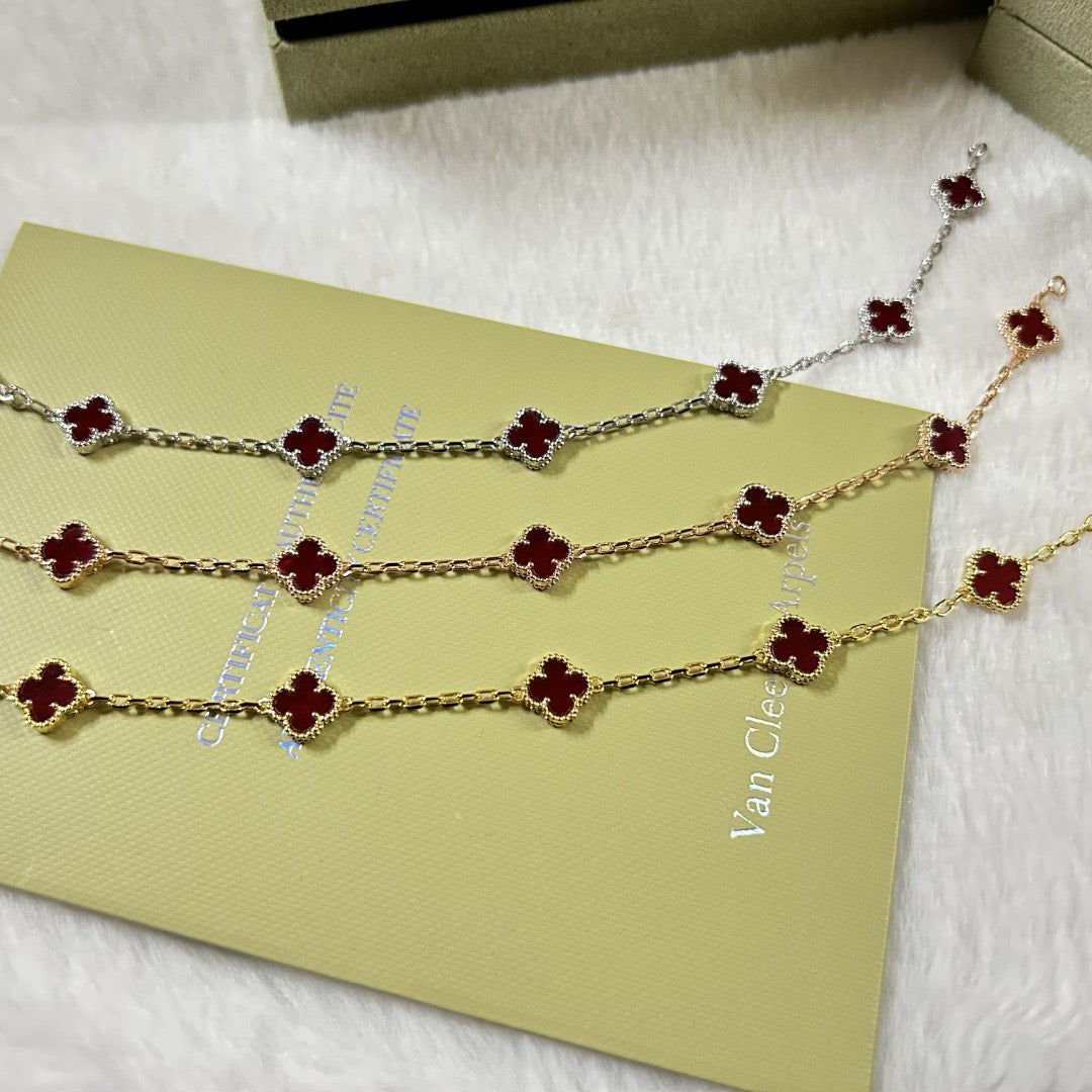[¡®Lume Jewelry¡¯]CLOVER 6 MOTIF RED AGATE BRACELET