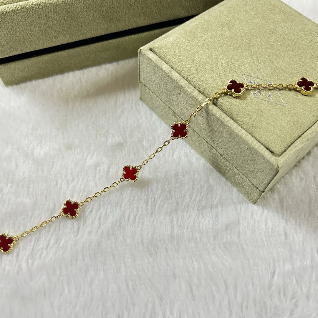 [¡®Lume Jewelry¡¯]CLOVER 6 MOTIF RED AGATE BRACELET